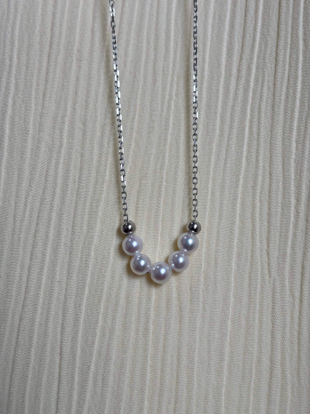 [Poppy] 4-5mm Akoya 5Pearl Smiley Necklace