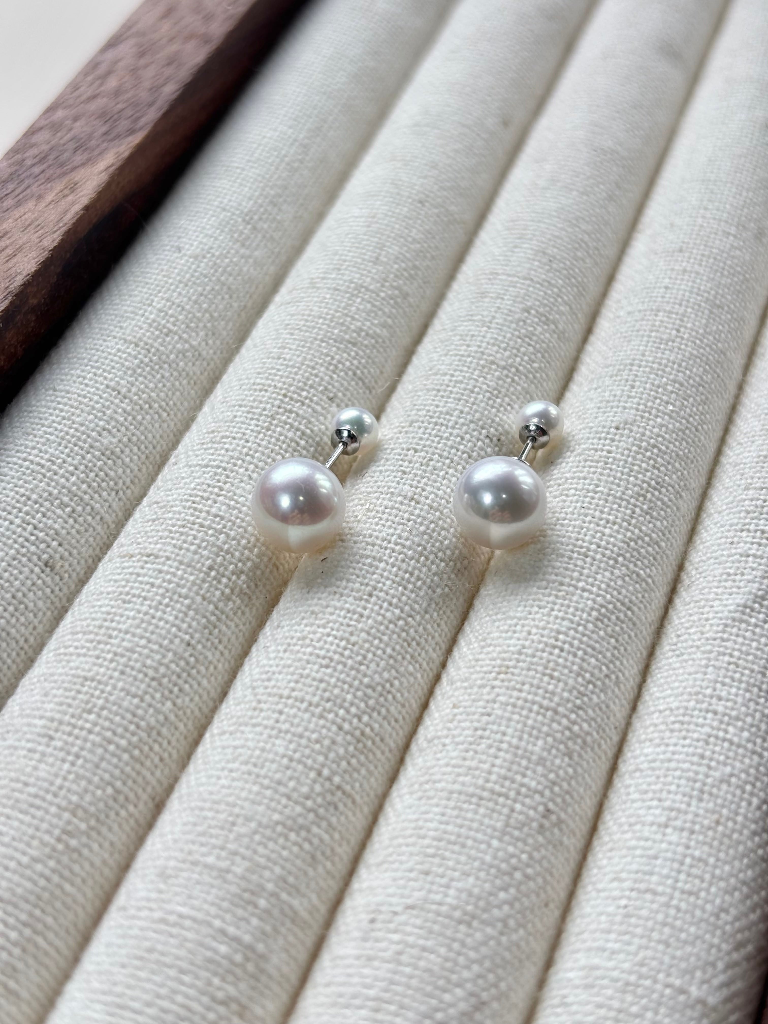 [Jumelle] 3mm+6mm Double Pearl Earring