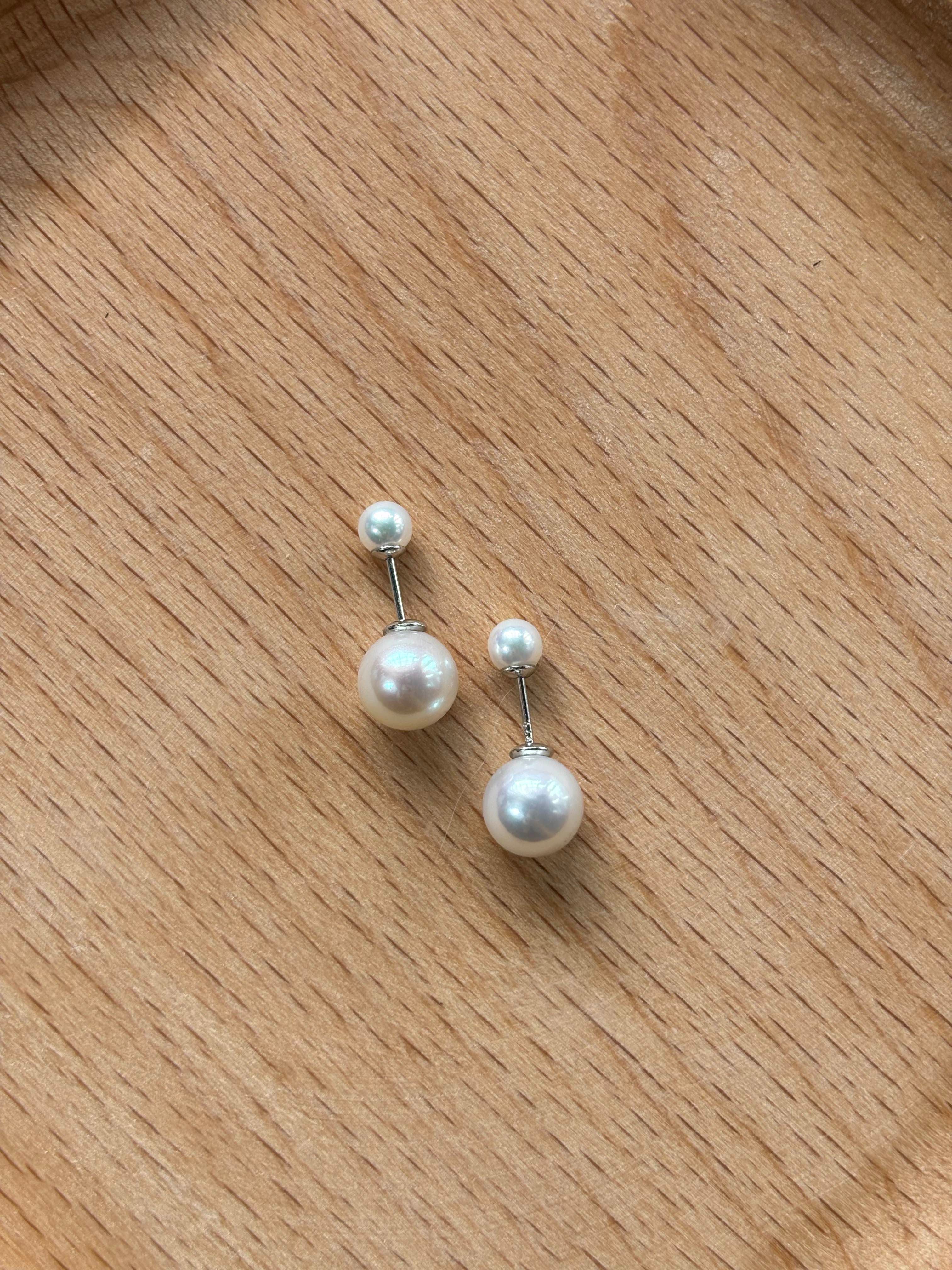 [Jumelle] 3mm+6mm Double Pearl Earring