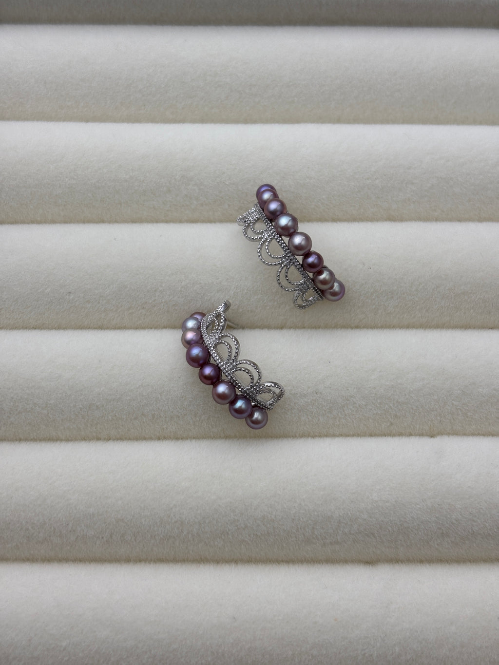 [Fiona] Purple Pearl Crown Ear Stud