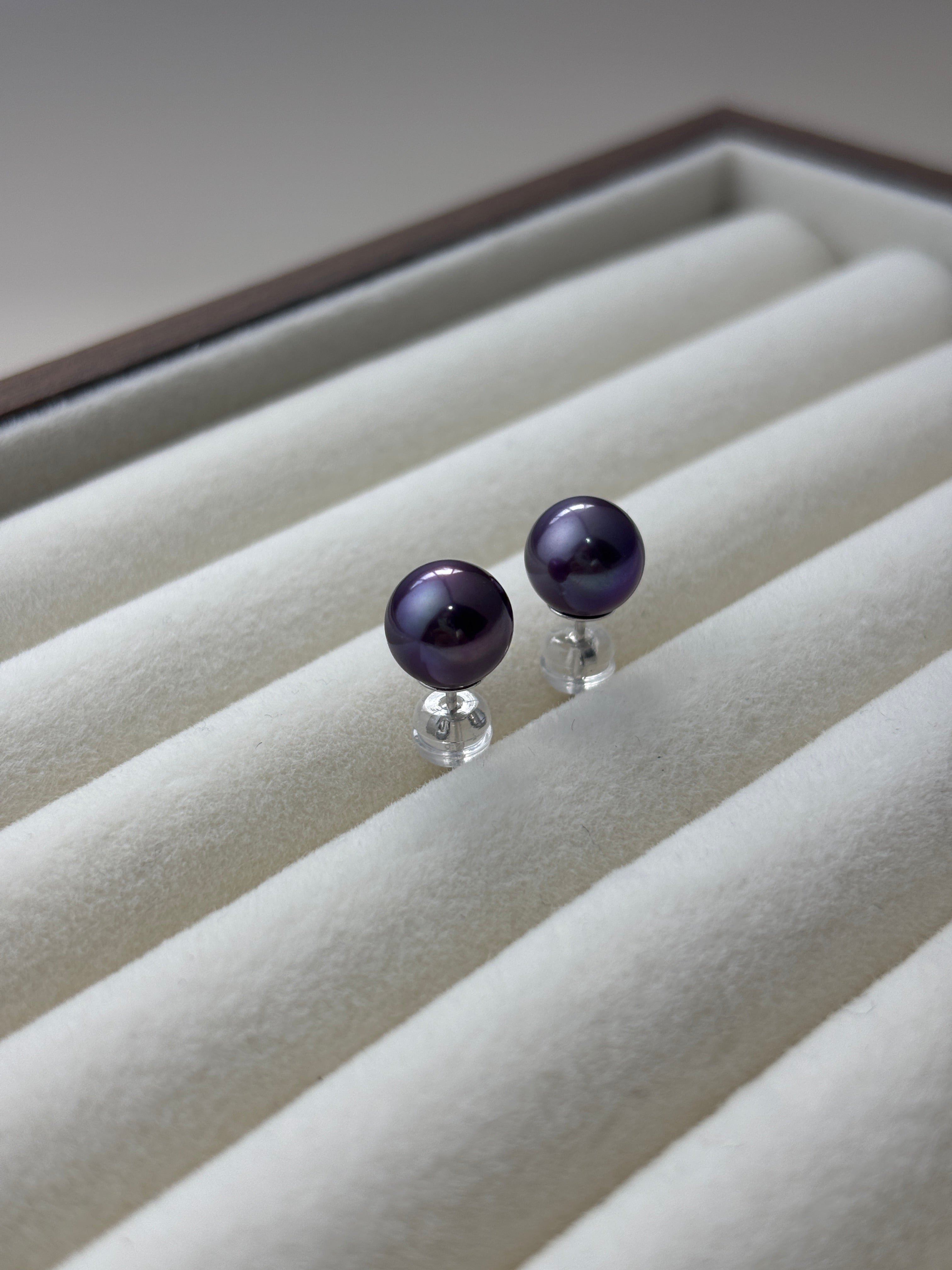[Victoria] 8.5-9mm Plum Edison Pearl Earring
