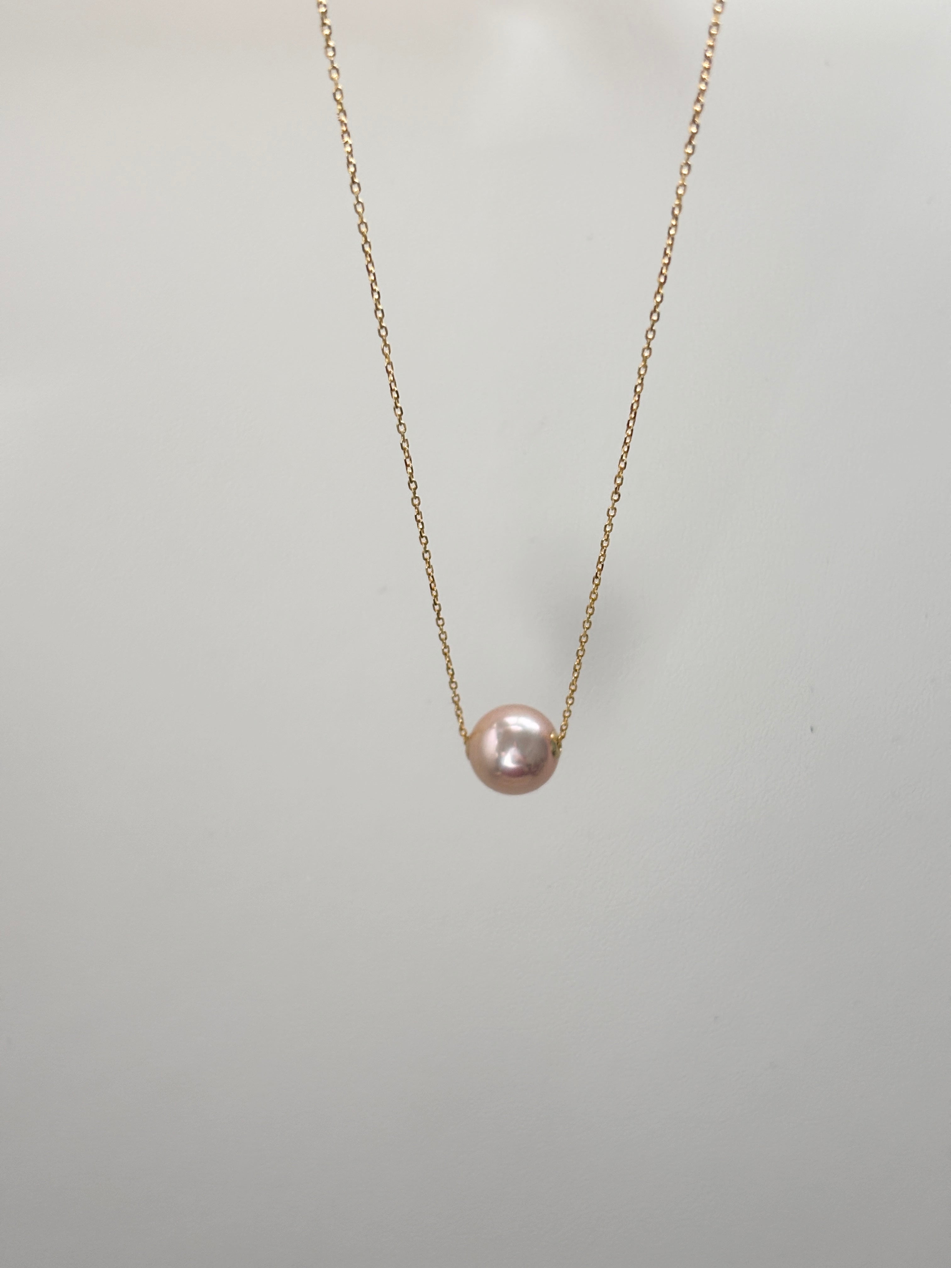 [Rosé] Dusty Rose Freshwater Single Pearl Necklace