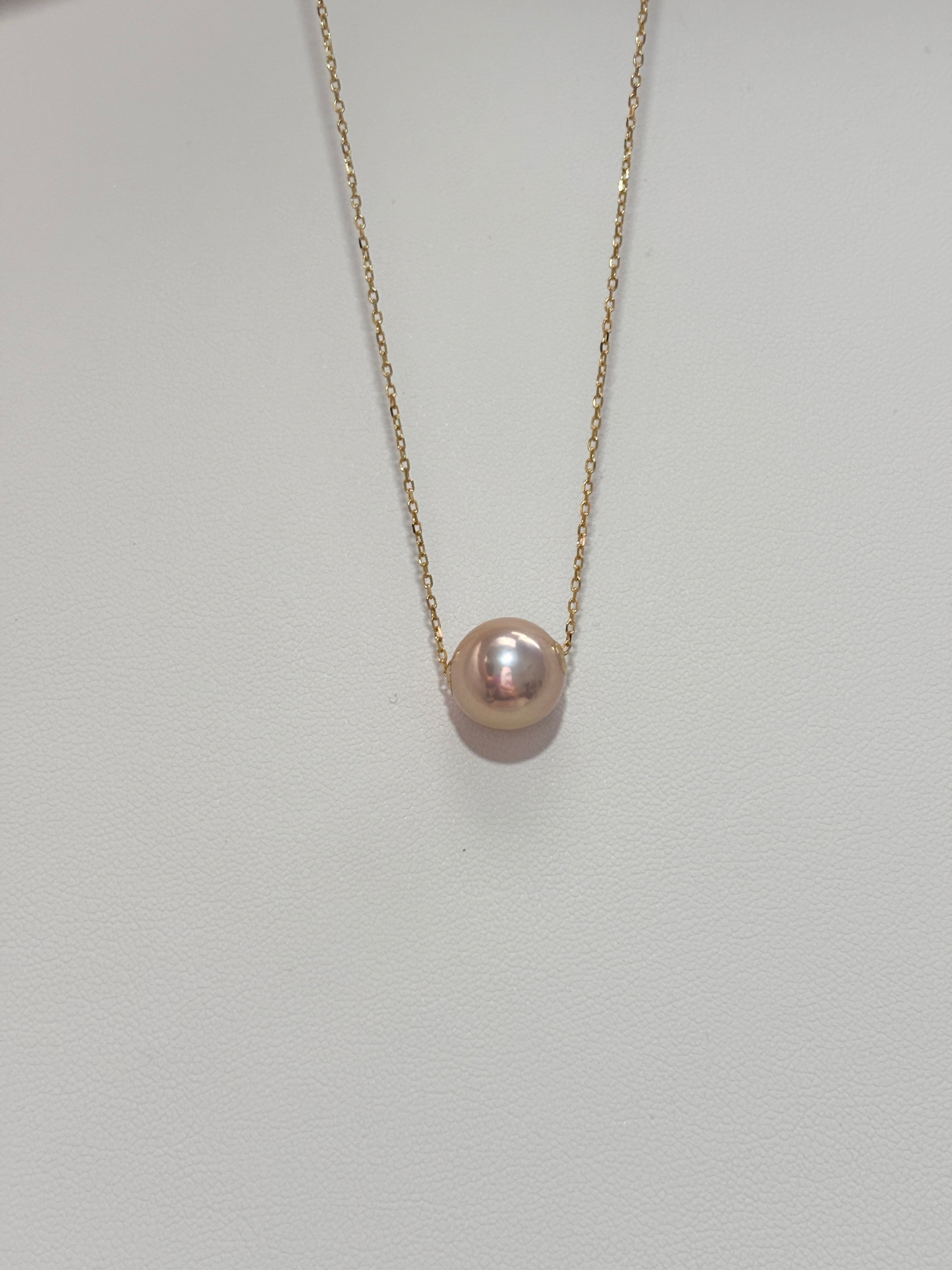 [Rosé] Dusty Rose Freshwater Single Pearl Necklace