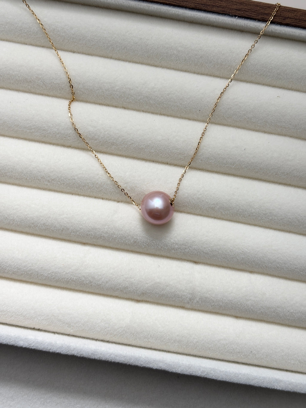 [Margaret] Soft Blush Purple Single Pearl Necklace
