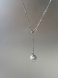 [Elia] 8mm Edison Pearl Minimalist Dangle Necklace